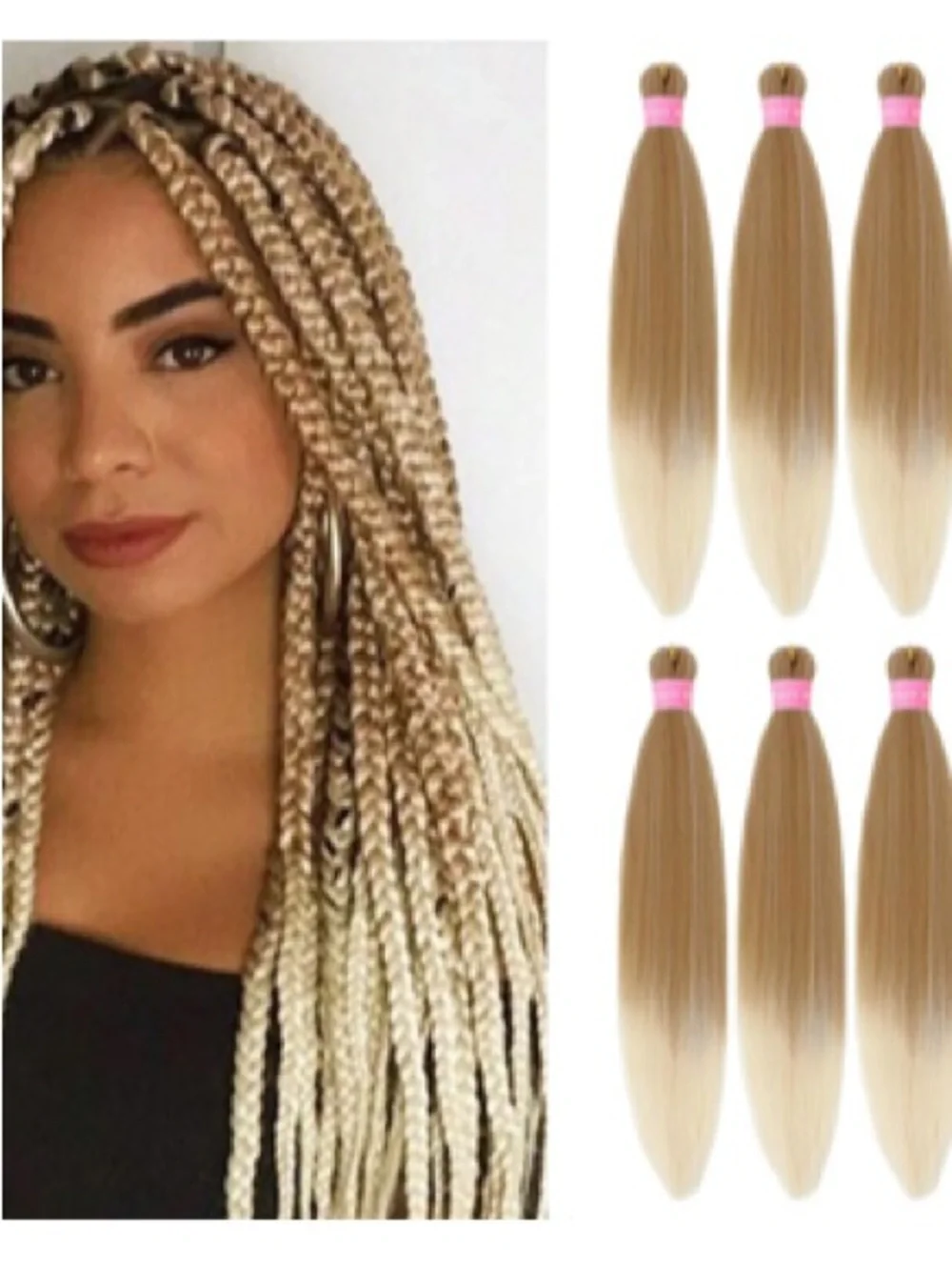 Alrence Pre Stretched Braiding Hair Braid 30 Inch 8 Packs Hair Extension  27/613